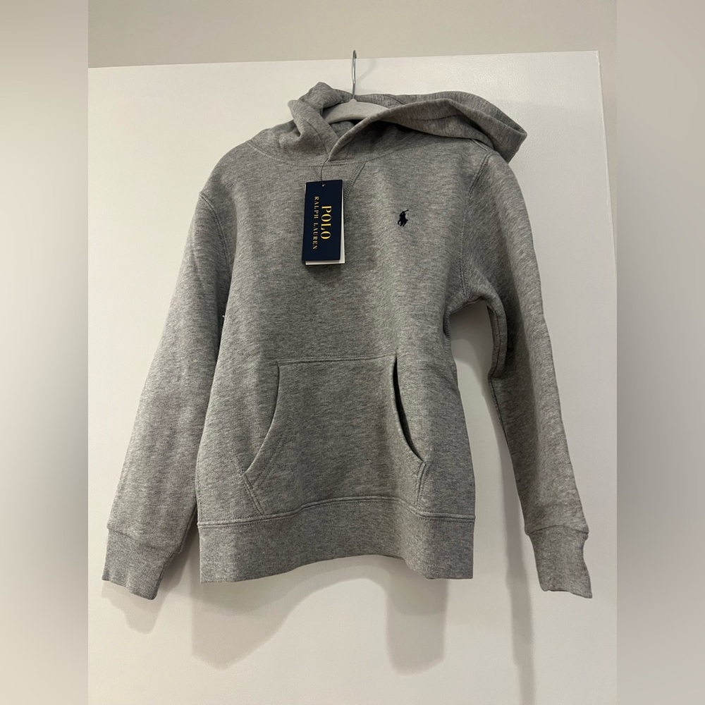 Polo Ralph Lauren Fleece Gray Hoodie Size 6 Boys NWT